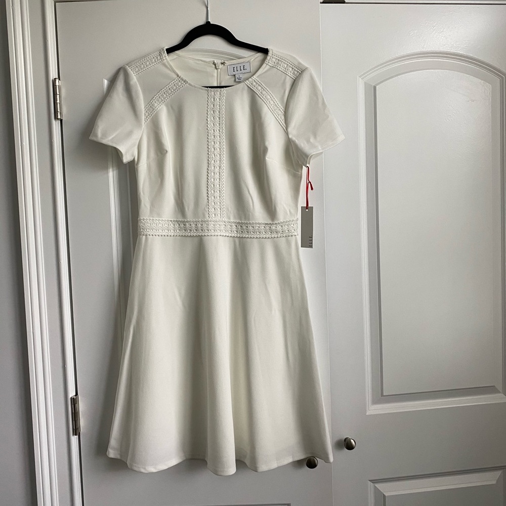 Women's Elle Lace Trim Fit & Flare Dress